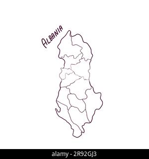 Hand Drawn Doodle Map Of Albania. Vector Illustration Stock Vector