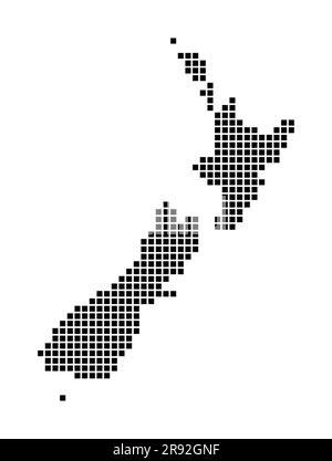 Vector Dotted Map of New Zealand. Simple Silhouette of New Zealand ...