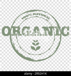 Organic products sticker, stamp and logo. Ecology icon. Template for organic and eco friendly products. Vector illustration. Isolated on transparent b Stock Vector