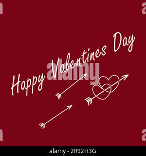 Vector design for Valentines day greeting card with hearts, arrows and hand lettering. EPS. Isolate. Good for poster, wallpaper, banner, brochure gree Stock Vector