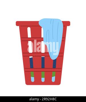 Household basket for clothes sticker concept Stock Vector