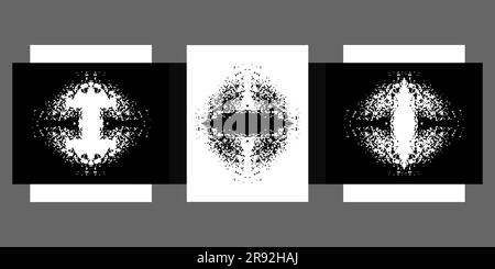 Black and white abstract print Optical illusion vector illustration Isolated on grey background Stock Vector