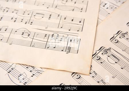 Sheets of paper with different notes as background, closeup Stock Photo