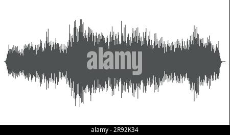 Oscilloscope audio sound waveform - black and white simple symbol silhouette of sound wave, vector illustration isolated on white background Stock Vector