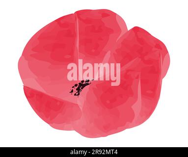 Poppy flower head Watercolor design element Vector illustration for Remembrance Day, Anzac Day Isolated on white background Stock Vector