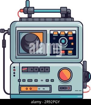 Playing old fashioned audio on vintage speaker Stock Vector