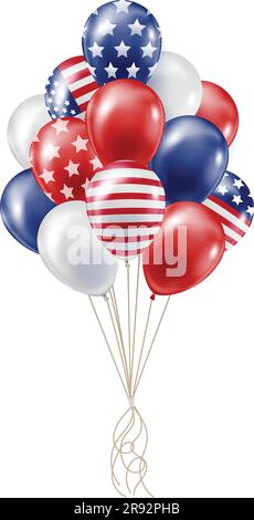 Bunch balloonswith prints of the US flag Stock Vector