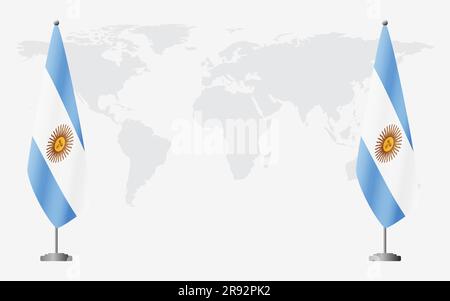 Argentina and Argentina flags for official meeting against background of world map. Stock Vector