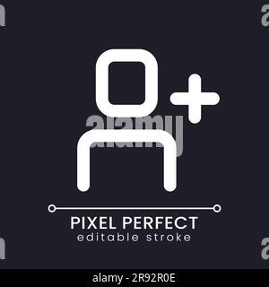 Add user pixel perfect white linear ui icon for dark theme Stock Vector