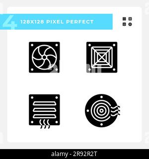 Air system black glyph icons set on white space Stock Vector