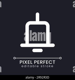 Notification pixel perfect white linear ui icon for dark theme Stock Vector