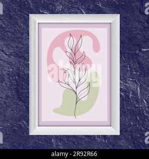 The layout of the painting with plant elements and abstract forms. Template for print, banner, poster and creative design. Fashionable art of painting Stock Vector