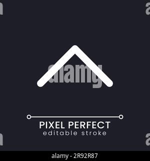 Scroll up pixel perfect white linear ui icon for dark theme Stock Vector