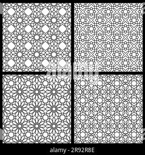 Mashrabiya arabesque arabic window islamic seamless pattern. Arabian lattice, grid fabric print or background, turkish mesh ornament vector wallpaper, wrapping paper. Textile oriental mosaic backdrop Stock Vector