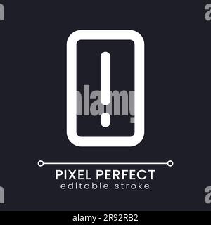 Exclamation mark pixel perfect white linear ui icon for dark theme Stock Vector
