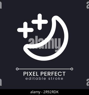 Sleep mode pixel perfect white linear ui icon for dark theme Stock Vector