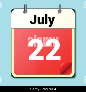 day on the calendar, vector image format, June 22 Stock Vector