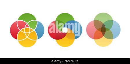 Venn colorful diagrams set Stock Vector