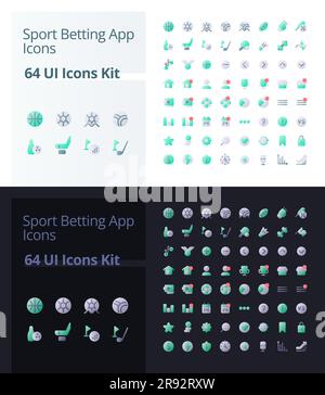 Sport betting app pixel perfect flat gradient two-color ui icons kit for dark, light mode Stock Vector