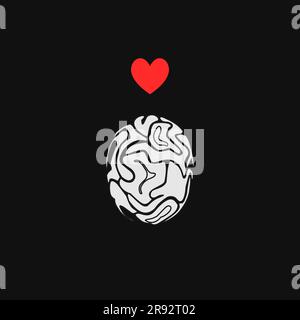 Human Brain. World mental health day concept. Mental Health Awareness Month in dark background. Vector Illustration Stock Vector