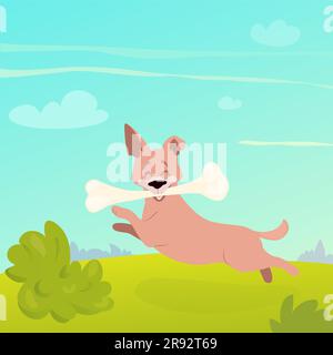 Happy jumping dog, illustration Stock Photo