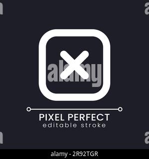 Close button pixel perfect white linear ui icon for dark theme Stock Vector