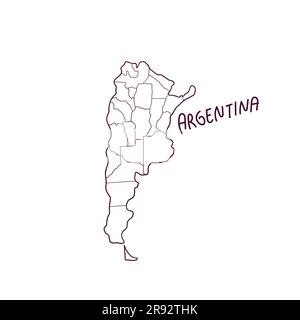 Hand Drawn Doodle Map Of Argentina. Vector Illustration Stock Vector