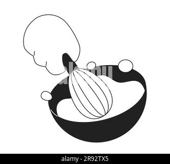 Hand with whisk whipping cream flat monochrome flat vector object Stock Vector