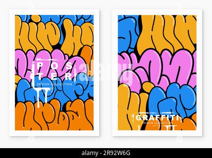 multicolored background, graffiti letters, bright colored inscriptions in the style of graffiti street art Stock Vector