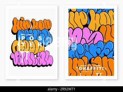 multicolored background, graffiti letters, bright colored inscriptions in the style of graffiti street art Stock Vector