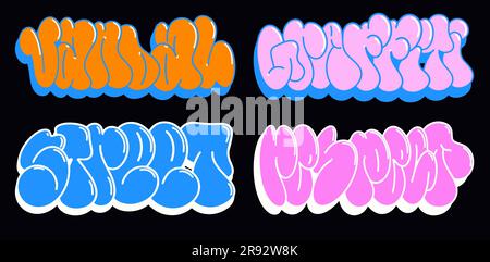 multicolored background, graffiti letters, bright colored inscriptions in the style of graffiti street art Stock Vector