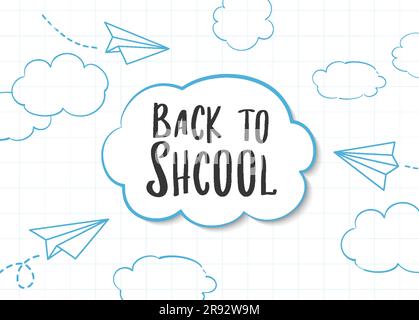 Back to school doodle style background. Education hand drawn objects and symbols with thin line. Stock Vector