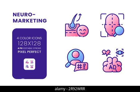 Neuromarketing gradient fill desktop icons Stock Vector