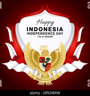 Dirgahayu RI Ke-78 background design with garuda, ribbon, and indonesia flag Stock Vector