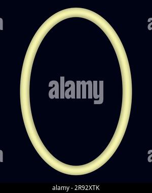 Yellow oval 3d frame Decorative design element Vertical or horizontal picture frame Vector illustration Isolated on dark background Stock Vector