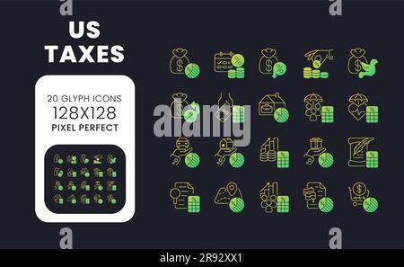 US taxes yellow solid gradient desktop icons Stock Vector