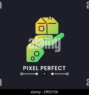 Homeownership yellow solid gradient desktop icon on black Stock Vector