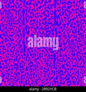 Leopard print seamless pattern. Neon cheetah skin 80 90s design. Bright pink spots background. Vector Stock Vector