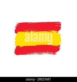 Spain colorful brush strokes painted national country flag icon. Stock Vector