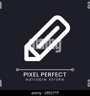 Pencil pixel perfect white linear ui icon for dark theme Stock Vector