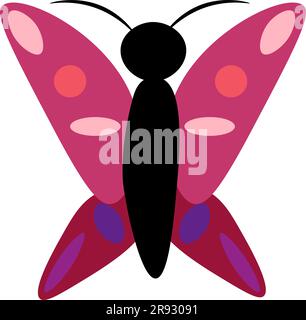 Butterfly on a white background, children's drawing. Vector illustration Stock Vector