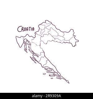 Hand Drawn Doodle Map Of Croatia. Vector Illustration Stock Vector