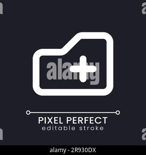 Add to folder pixel perfect white linear ui icon for dark theme Stock Vector