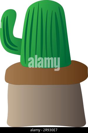 Cactus in a pot on a white background, children's drawing. Vector illustration Stock Vector
