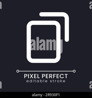 Copy pixel perfect white linear ui icon for dark theme Stock Vector