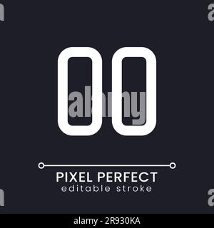 Pause pixel perfect white linear ui icon for dark theme Stock Vector