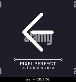 Move back pixel perfect white linear ui icon for dark theme Stock Vector