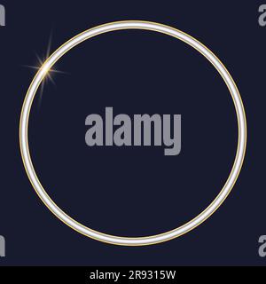 Golden and silver Decorative design element Circle picture frame Copy space Vector illustration Isolated on black background Stock Vector