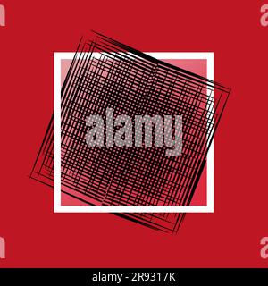 Grid black paint over square frame. Copy space Vector illustration Red background Stock Vector