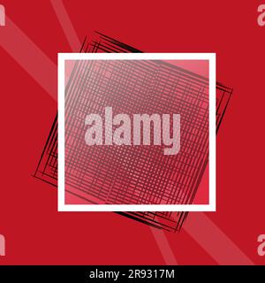 Grid black paint over square frame. Copy space Vector illustration Red background Stock Vector